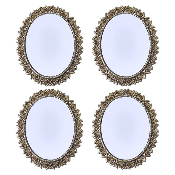 4Pcs Alloy with Glass Picture Frame Oval Bronze 51x41x2.5mm