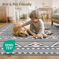 thumbnail image 4 of ODIKA Hallway Striped Band Featuring Angular Emblems Border Pile for Dorm Room, Small Living Apartment, Stain Resistant Low Profile, 4 of 7