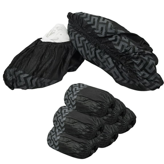 Nonwoven Disposable Shoe Covers, Black, 100 Pcs, Anti-Slip, Dustproof, Waterproof, Elastic Band, Fits Shoe Sizes 35-44, Durable, Tear-Resistant for Home, Office, and Industrial Use