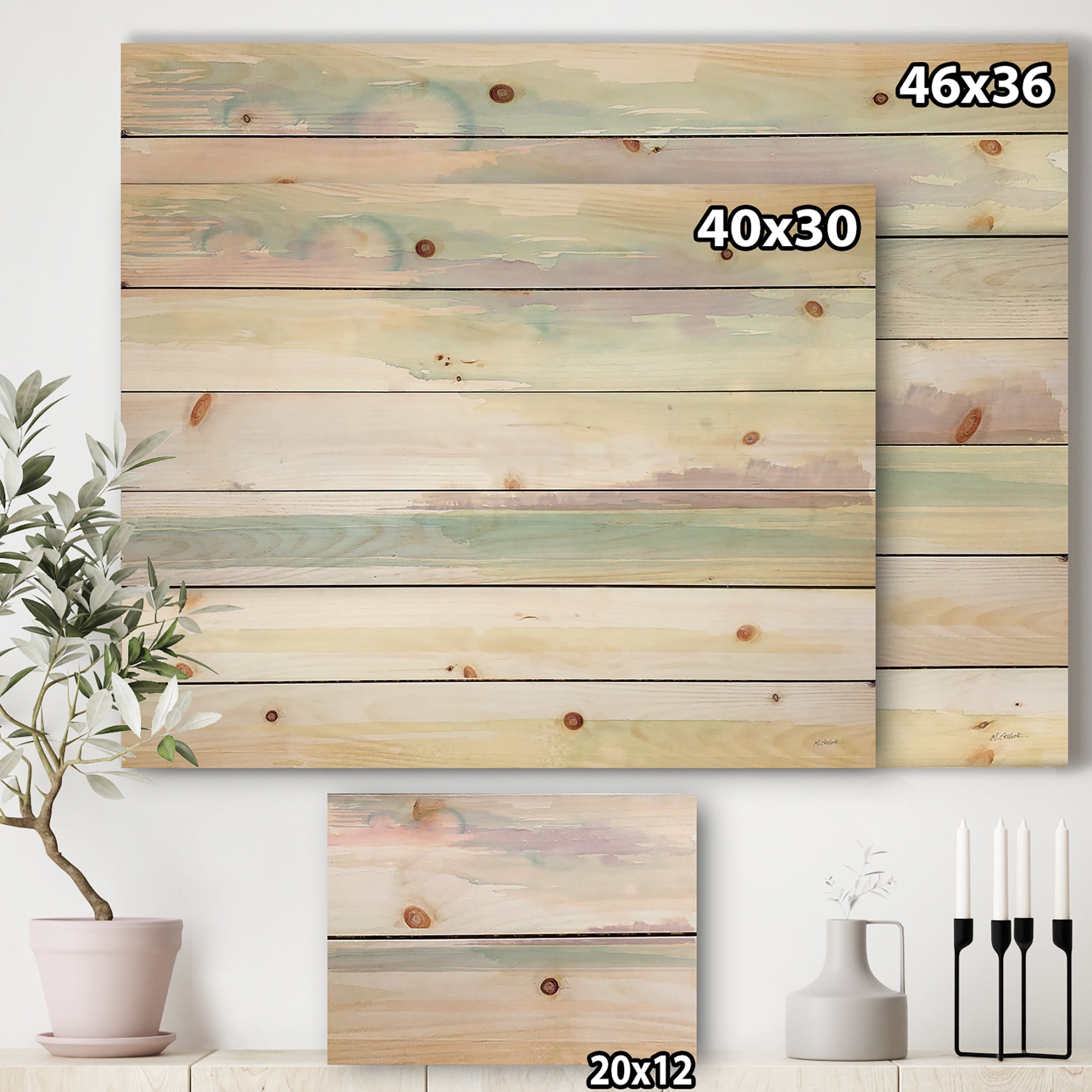 Designart 'Horizon' Coastal Print on Natural Pine Wood