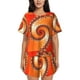 thumbnail image 1 of Fotbe Orange Rotating Conjunto de Pijama Estampado para Mujer, 2 Piezas, Ropa de Dormir con Camiseta de Manga Corta y Shorts Suaves-Medium, 1 of 6
