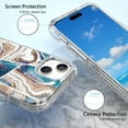 thumbnail image 3 of Casetego for iPhone 15 Case 6.1",Shiny Bling Marble Full Body Protective Support Wireless Charing Bumper Rugged Anti-Scratch Hybrid Rubber Case Cover,Blue Gold, 3 of 6