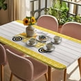 thumbnail image 3 of Bee Truck Table Cloths for 6 Foot Rectangle Tables, Yellow Honey Daisy Floral Plaid Wooden Grain Patio Waterproof Elastic Fitted Tablecloths, Washable Rectangular Table Cover for Camping, 3 of 8