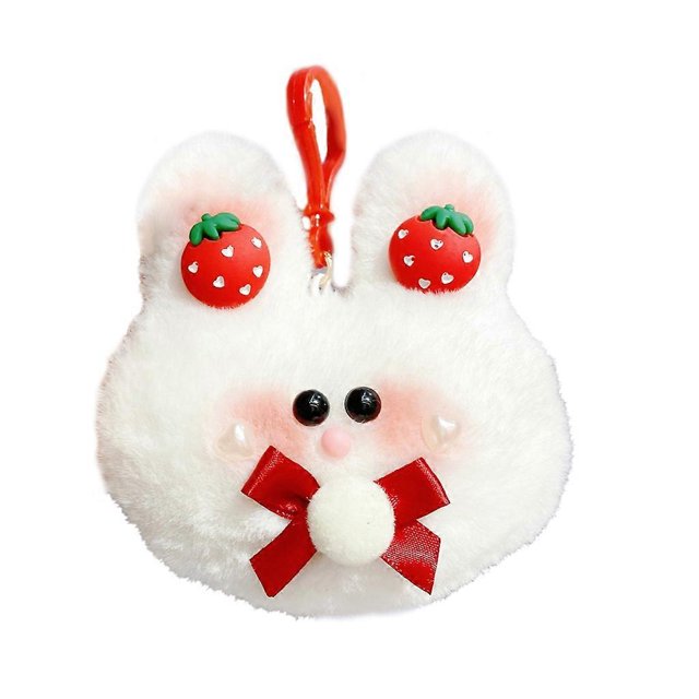 Plush Stuffed Keychain Funny Dolls Strawberry Bunny Pendant Keyring for Decor