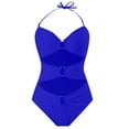 thumbnail image 4 of WAYUTE Womens Swimsuits One Piece New Solid Color Halterneck U Buckle Bikini Bathing Suits Loose Comfortable Swimsuit, 4 of 4