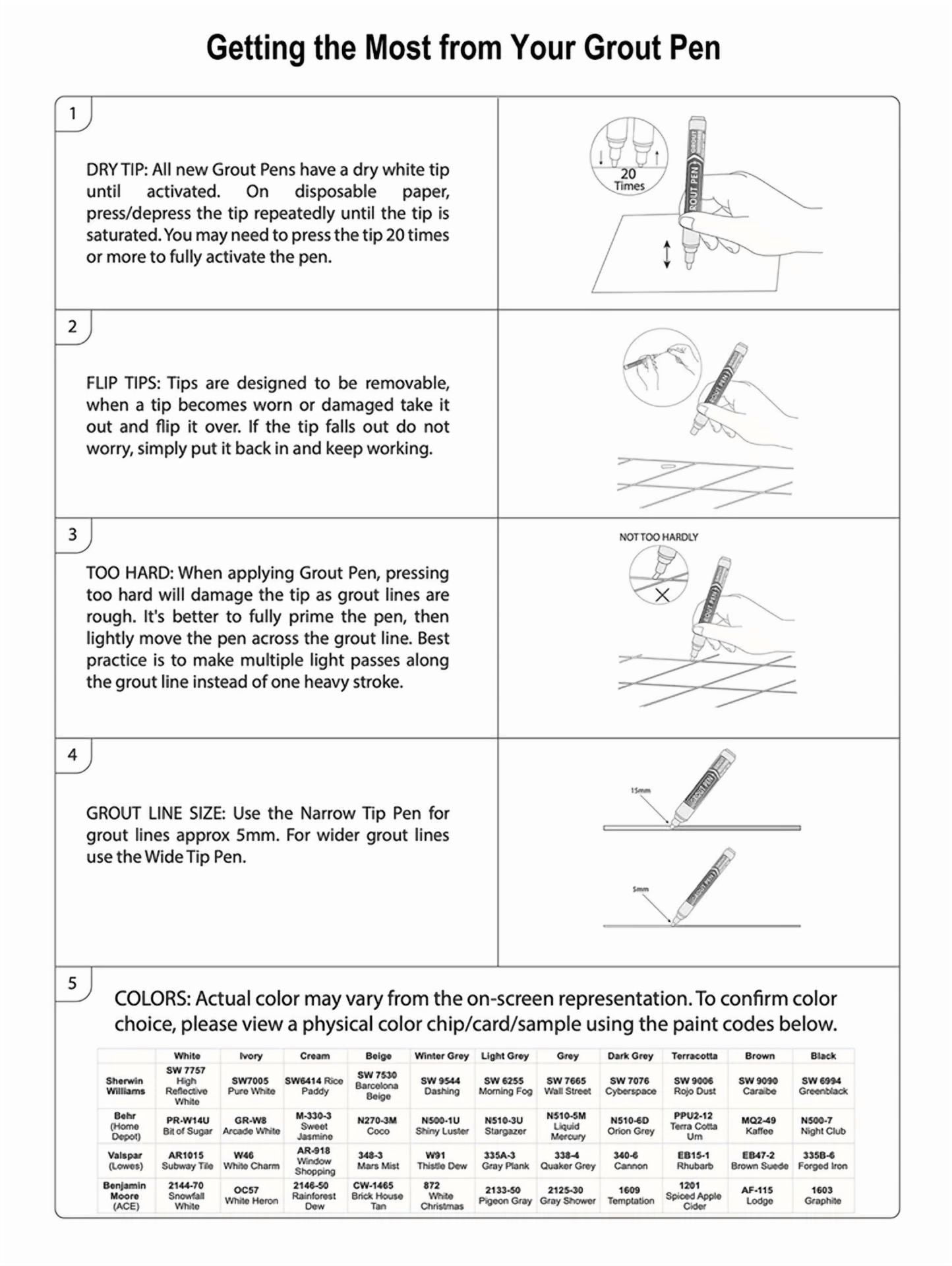 CIRCLE- Grout Pen Black Tile Paint Marker: Waterproof Tile Grout Colorant Pen - Wide Tip