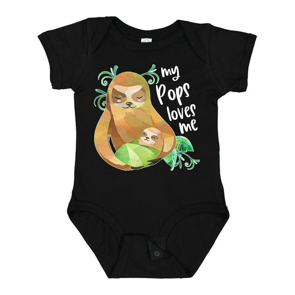 Inktastic My Pops Loves Me- Cute Sloth and Baby Boys or Girls Baby Bodysuit