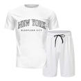thumbnail image 3 of Short Sets for Men New York Graphic Crewneck T Shirt and Shorts 2 Piece Matching Set Mens Summer Outfits, 3 of 5
