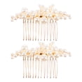 thumbnail image 1 of Luxurious Pearl Hair Comb Clips with Durable Zinc Alloy for Weddings Home Use Golden 2pcs, 1 of 8