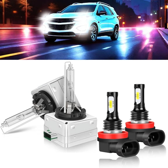 For 2018-2021 Chevrolet Equinox HID Headlight Bulbs D3S High/Low Beam H11 H8 Fog Light 6000k 4pcs