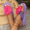 thumbnail image 6 of Bibifish Womens Flip Flops 3D Flower Decor Wedge Platform Thong Sandals Summer Outdoor Beach Fashion Slippers, 6 of 9