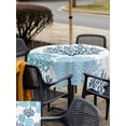 thumbnail image 6 of Square Outdoor Tablecloth with Umbrella Hole Navy Blue Coastal Outside Table Cloth Waterproof Patio Table Cover Turquoise Coral Ocean Modern Sea Zipper Tablecloths for Picnic Party Camping 54x54 Inch, 6 of 8
