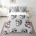 thumbnail image 2 of YST 7-Piece Grey Raccoon Comforter Set, Queen – Cartoon Wildlife, 2 of 5