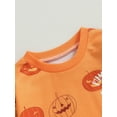 thumbnail image 6 of Wassery Infant Baby Girls Halloween Clothes 6M 12M 18M 24M Newborn Girl Sweatshirts Rompers Long Sleeve Pumpkin Print Pullovers Jumpsuits Fall Casual Bodysuits, 6 of 9