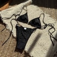 thumbnail image 6 of vigerkar Women Sexy Pearl Bikini Set, String Triangle High Cut 2 Piece Swimsuit，Criss Cross Cheeky Bathing Suit Beach Swimwear (Black, S), 6 of 9
