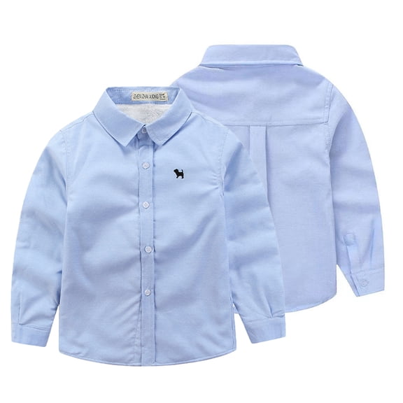 KYAIGUO Toddler Kids Boys' Long Sleeve Sateen Dress Shirt Winter Button down Fleece Shirt for 2-14 Years Old
