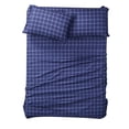 thumbnail image 3 of Truly Soft Tattersall Navy and White Polyester 4-Piece King Sheet Set, stripe themed, for Men and Women, OEKO-TEX Certified Confidence, 3 of 6