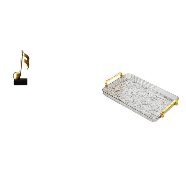 Figura de escritorio,Escultura de nota musical para escritorio,oficina,decoración del hogar,Bandeja para servir,Bandeja de cocina rectangular con asa,Bandeja de almacenamiento Plato para
