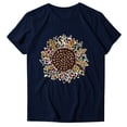 thumbnail image 4 of LoyisViDion Women Clearance Clothing Women Casual Letter Printing Short Sleeves O-Neck Loose T-Shirt Blouse Tops Rollback Navy M, 4 of 5