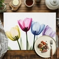 thumbnail image 4 of Colorful Tulip Floral Placemats Set of 8, Watercolor Flowers Table Mats Washable Heat-Resistant Non-Slip Place Mats for Kitchen Dinner Table Indoor Outdoor Decor,13x19 Inch, 4 of 9