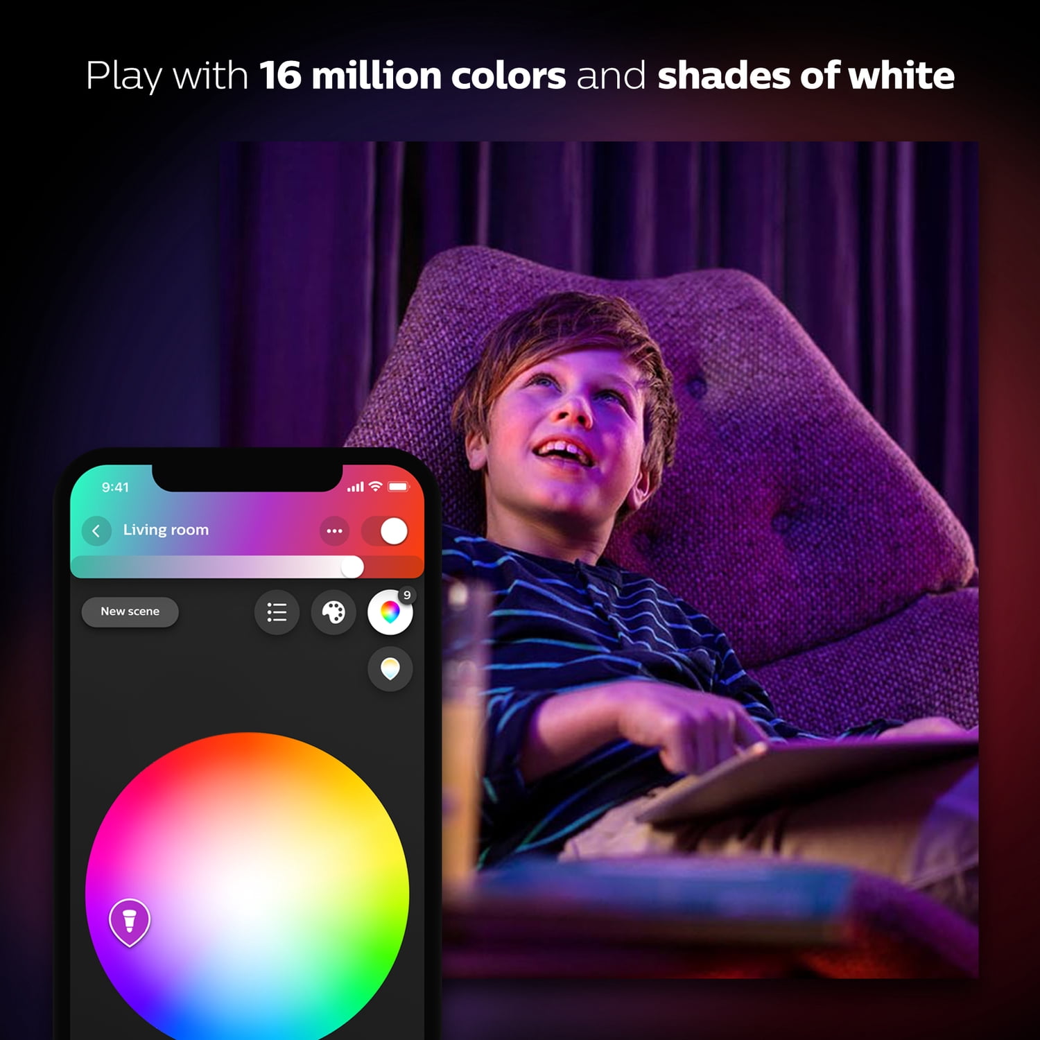 Philips Hue BR30 E26 (Medium) Smart-Enabled LED Bulb Color Changing 65 Watt Equivalence 1 pk