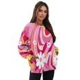 thumbnail image 7 of SCRAWLGOD Hippie Flower Print Pink Womens Round Neck Sweatshirts with Pockets Long Sleeve Trendy Pullover Casual Comfy Drop Shoulder Loose Fit Tops Fall Clothes, XL, 7 of 7