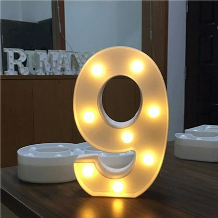 Illuminated Christmas Decorations AMZER Decorative LED Illuminated Number Marquee Sign - Marquee Number with Lights For Wedding Birthday Party Christmas Night Light Lamp Home Bar Decoration 9 ()