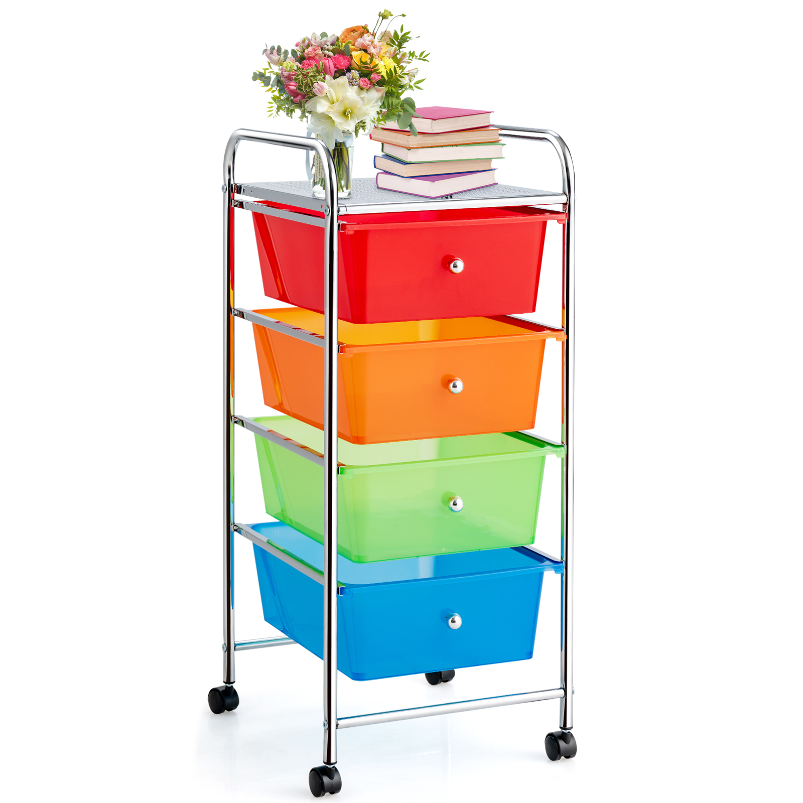Topbuy 4 Drawer Cart Storage Container Bins with wheels for Home&School