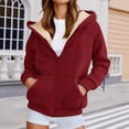 thumbnail image 1 of Chandails en Molleton à Capuche pour Femmes, Veste d'Hiver Douce avec Poches pour Sports Extérieurs Décontractés, 1 of 4