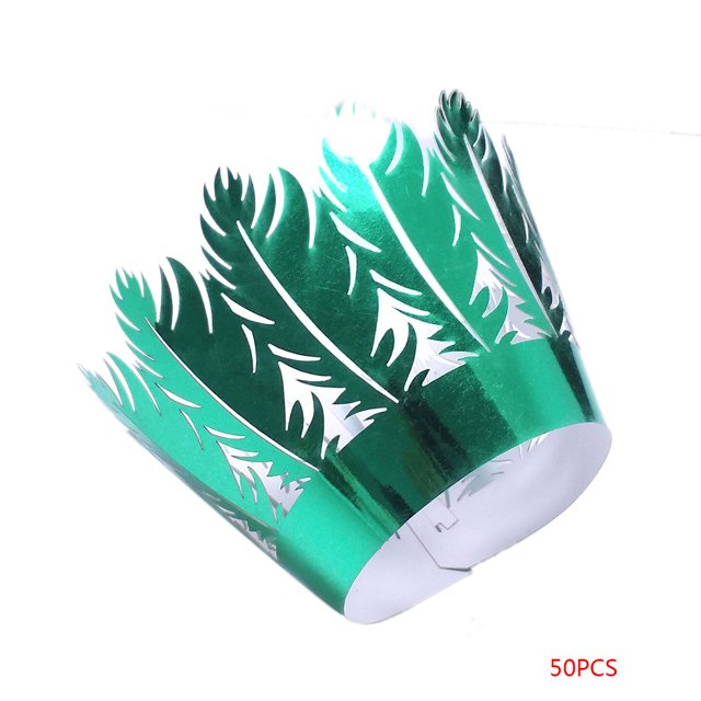 Kearding 50 Uds. De cajas de papel para pasteles y magdalenas con taza hueca, envoltorios para decoración de cupcakes Herramientas y accesorios para hornear verde reflectante