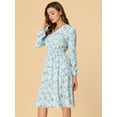 thumbnail image 2 of INSPIRE CHIC Women's Floral Print Swing Long Sleeve V-Neck Midi Dress, 2 of 5