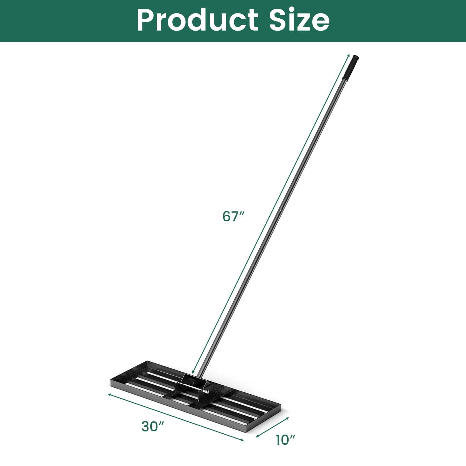 Costway Lawn Leveling Rake 30" x 10" Heavy Duty Level Lawn Tool for Garden Backyard/Lawn Black