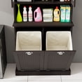 thumbnail image 5 of 59" Tall Trash Can Cabinet, Tilt Out Laundry Hamper Cabinet with 2 Doors, Countertop, Adjustable Shelves, Wood Pantry Cabinet for Kitchen, Bathroom, 5 of 7