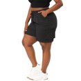 thumbnail image 1 of Women's Plus Size Short Drawstring Elastic Waist Above Knee with Pocket Summer Cargo Shorts Black 4X, 1 of 7