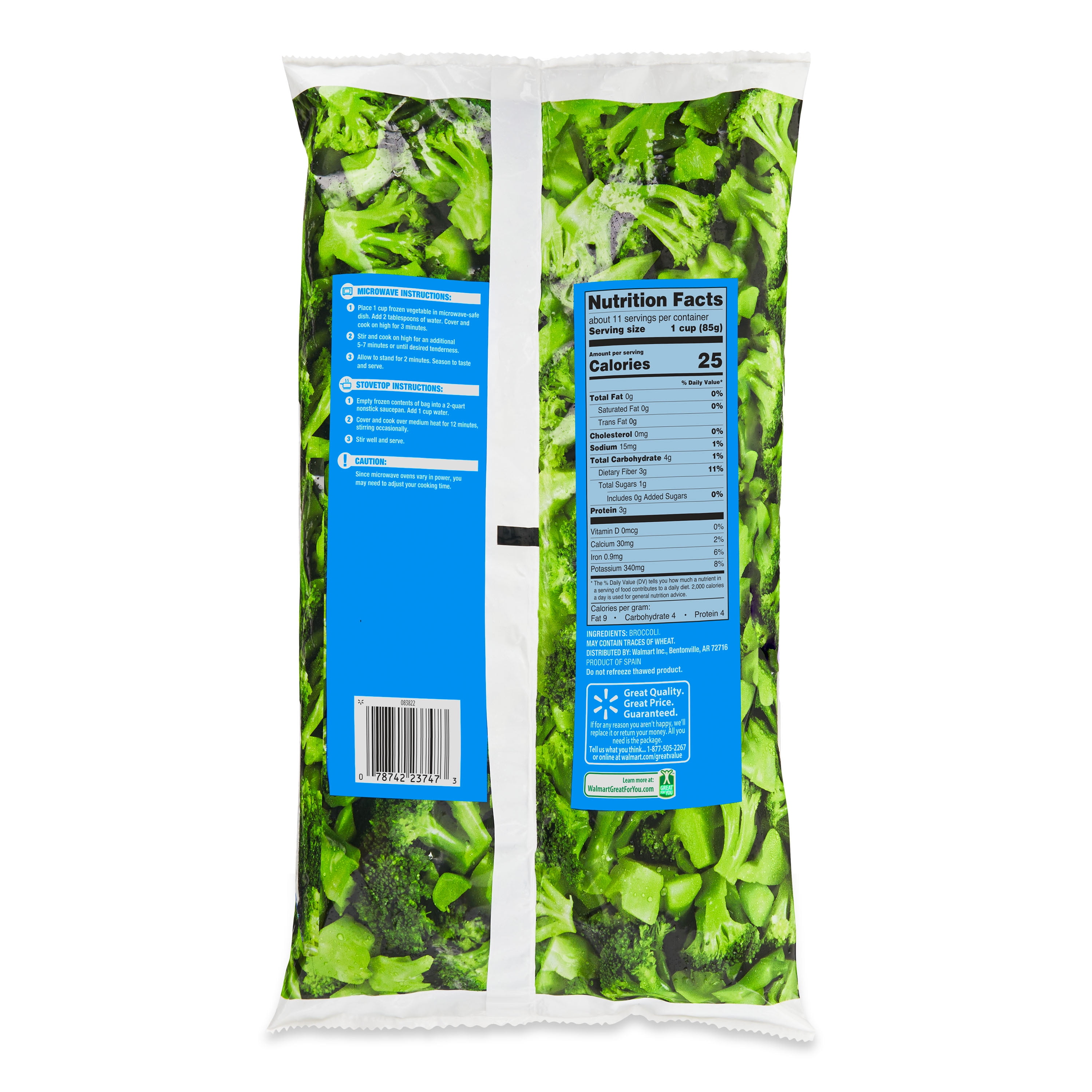 Great Value Fresh Frozen Broccoli Cuts, 32 oz Steamable Bag
