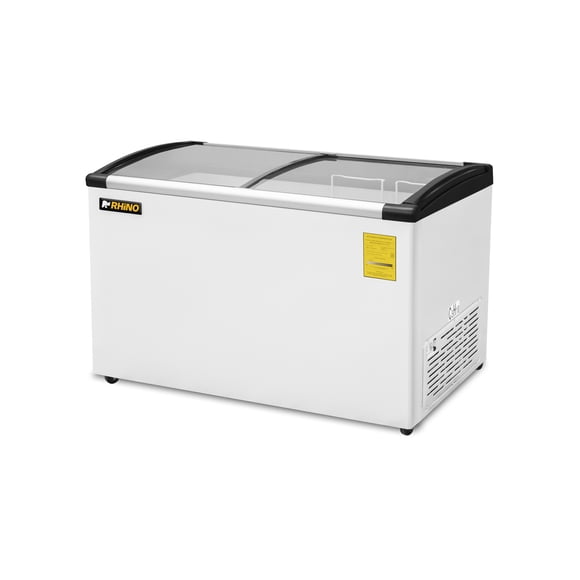 Congelador Tapa de Cristal Curvo Rhino, 190 L, Función Dual Congelador/Refrigerador, Exhibidor Comercial con Iluminación LED, 2 Canastillas, Control de Temperatura, Ruedas Integradas, CONGECRI-7C