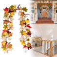 thumbnail image 2 of Ikeay 5.7Ft Artificial Maple Leaf Garland, Fall Autumn Hanging Vine for Thanksgiving Christmas Fireplace Wedding Home Decor, 1 Piece Green, 2 of 5