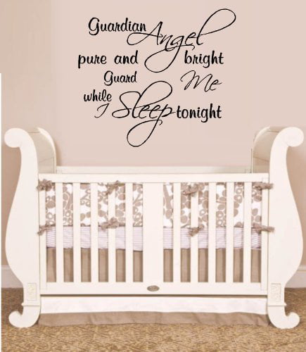 Guardian Angel Quote Color Peel & Stick Wall Sticker Design with Vinyl Moti 2487 3 Decal Black Size 16 Inches x 40 Inches