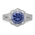 thumbnail image 5 of Solid 925 Sterling Silver Purple Color CZ Cubic Zirconia and White CZ Cubic Zirconia Anniversary Ring Band Size 6, 5 of 6