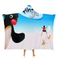 thumbnail image 1 of Pingu Manta Capa con Capucha Anti-Bolitas, Manta de Lana Ártica Suave, Manta Portátil de Felpa Ligera y Lujosa, Poncho para Siesta en Casa y Oficina, 100*130cm, 1 of 6
