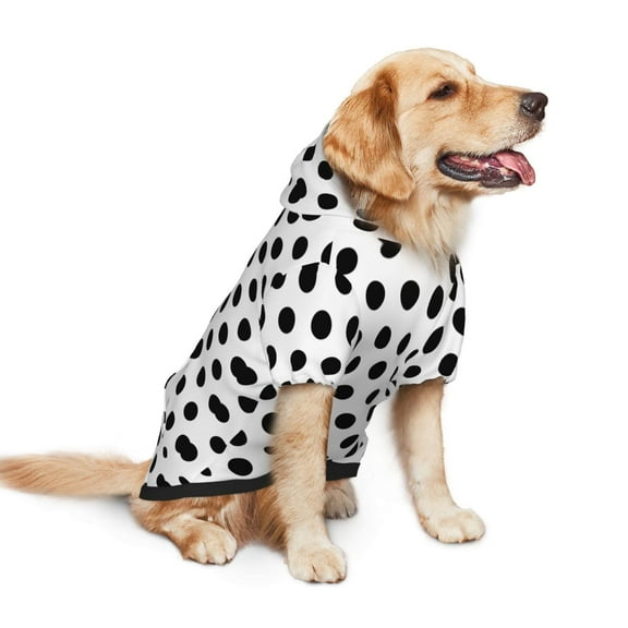 Dog Hoodie Pet Clothes Black Polka Dot Pattern Sweater Sweatshirts Pullover Coat for Large Medium Dogs Small