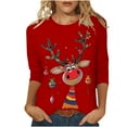 thumbnail image 3 of JURANMO Clearance On Halloween Womens 3/4 Sleeve Fall Fashion Tops 2024 Casual Crewneck Pullover Blouses Xmas Cute Graphic Tees Shirts Red XXL, 3 of 5