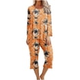 thumbnail image 2 of Puntoco Conjunto De Pijamas Cómodos De Dos Piezas De Manga Larga Con Cuello Redondo Y Estampado De Halloween Para Mujer Conjunto Deportivo Liquidación Puntoco Puntoco-1097, 2 of 5