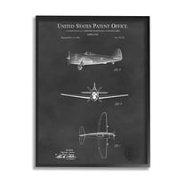 Stupell Industries US Aircraft Patent Diagram Graphic Art Black Framed Art Print Wall Art, Design by Karl Hronek