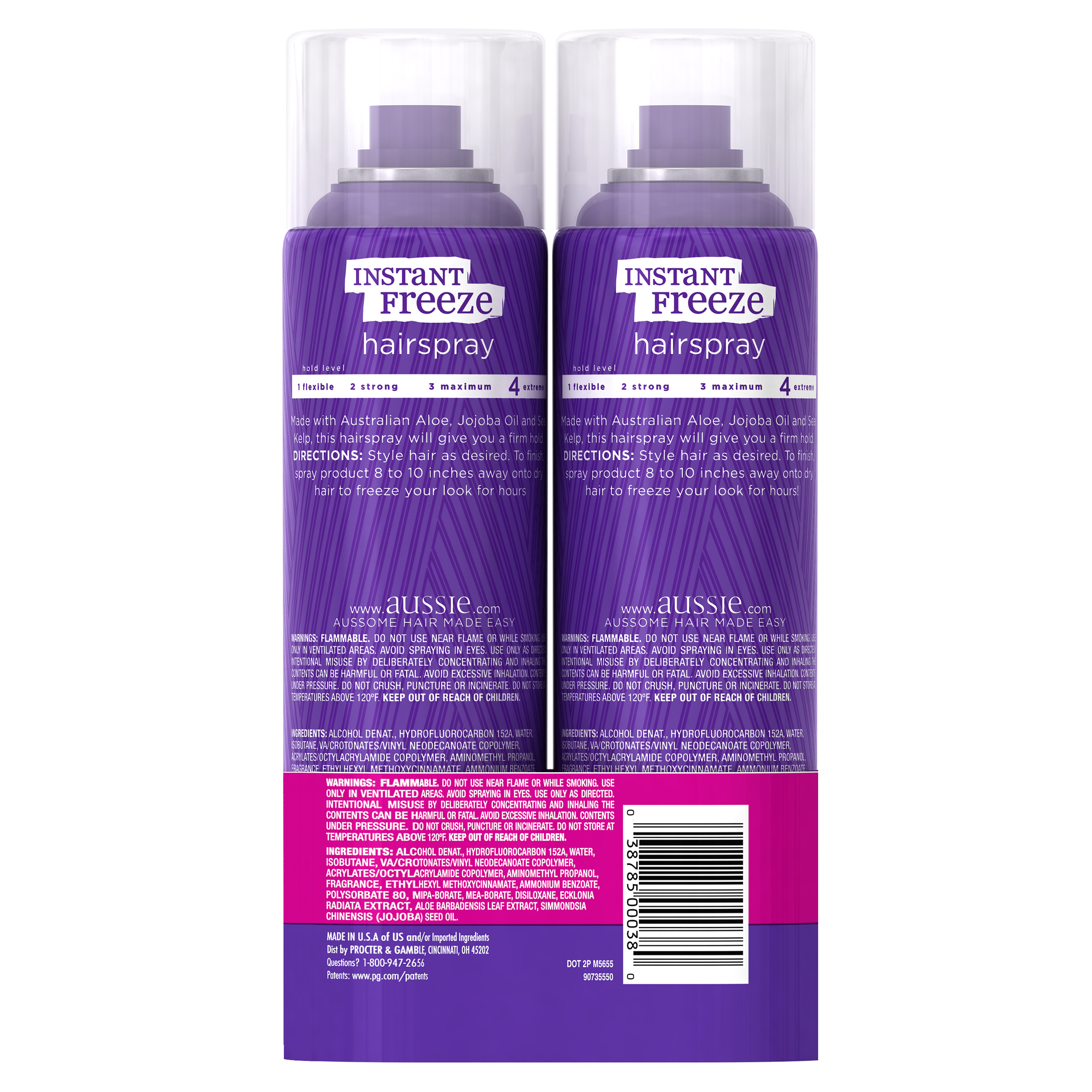 Aussie Instant Freeze Extreme Hold Hairspray 2-7 oz. Aerosol Cans