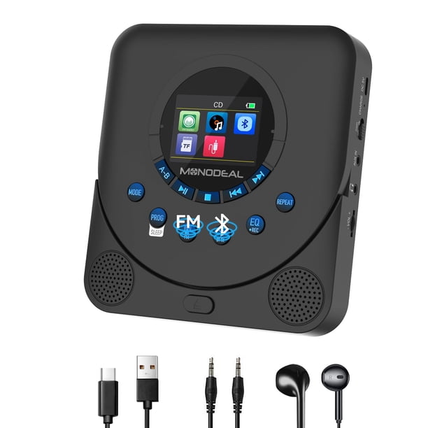 Reproductor de CD portátil MONODEAL Dual Stereo con Bluetooth y FM