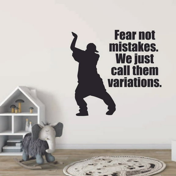 Fear Not Mistakes Ballet Ballerina Motivation Quote Wall Sticker Art Decal for Girls Boys Room Bedroom Outdoor Sports Garage House Fun Home Decor Stickers Wall Art Vinyl Decoration Size (40x40 inch)