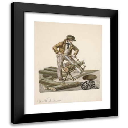 Nicolino Calyo 12x14 Black Modern Framed Museum Art Print Titled - The Wood Sawer (ca. 1840)