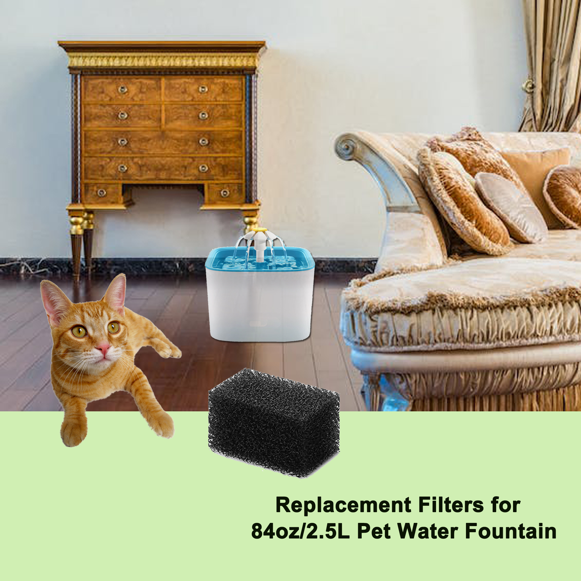 Qzbhct Pet Replacement Sponge Filters Replacement Pre Filter Sponges for 84oz/ 2.5L Pet Water Fountain Cat Water Foam Filter Dog Drinking Water Sponge Foam Filters for Pet Dog Cat Fountain (22)