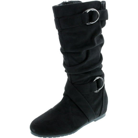 Forever Kayden-84 Women's Cut Out Side Zipper Strap Buckle Flat Heel Slouchy Boots